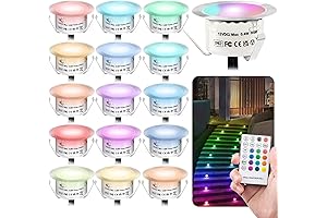 16-Pack Low Voltage Recessed LED Deck Light Kits with Multi-Color Options