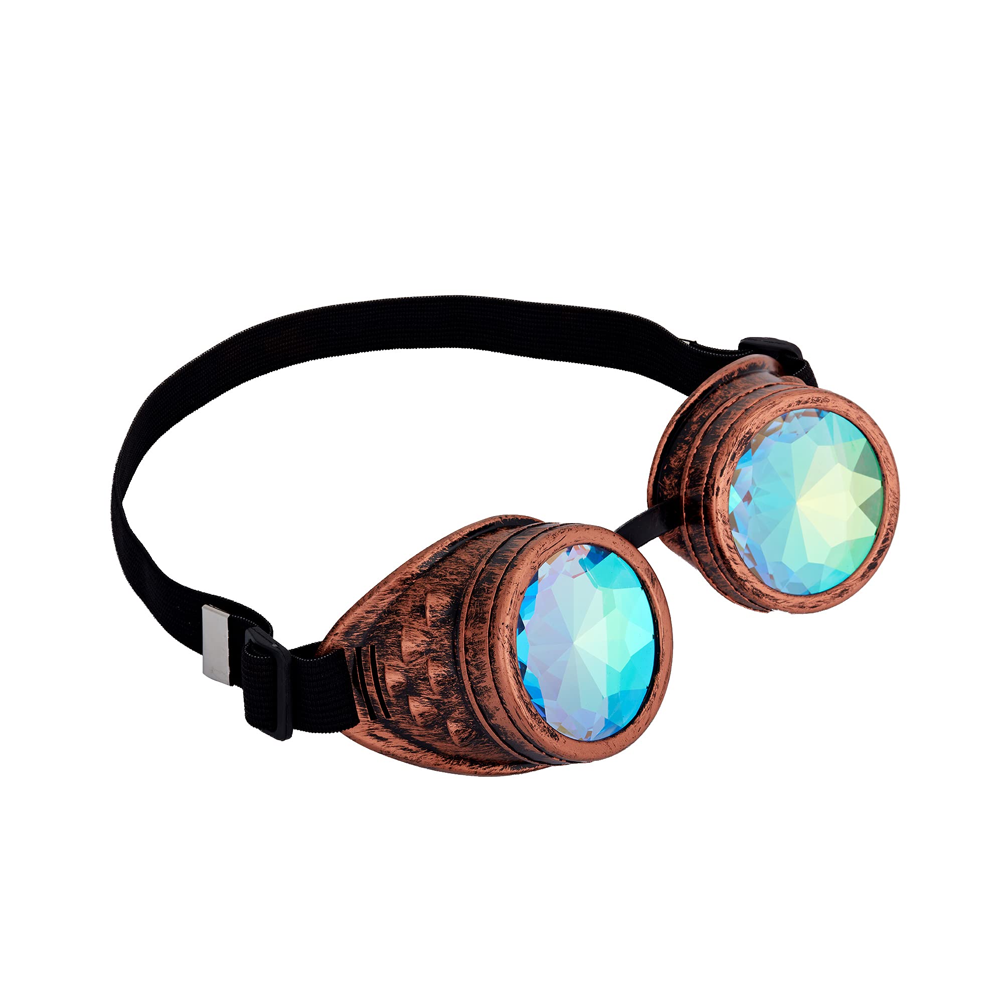 OMGREAT Kaleidoscope Glasses for Raves Steampunk Goggles with Rainbow Prism Diffraction Crystal Lenses, Red Copper - Image 7