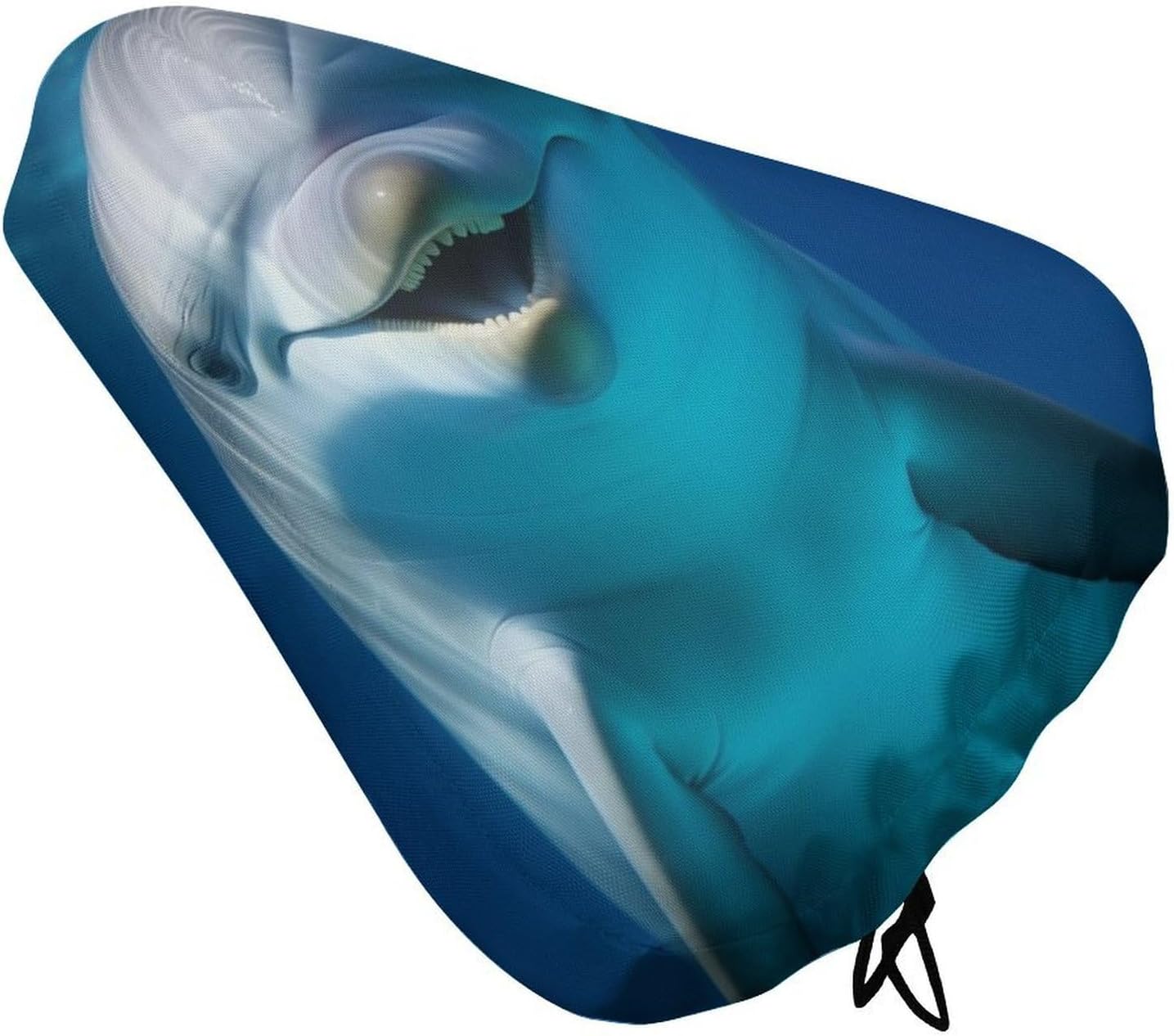 Dolphin with Smile Bike Seat Cover Water-Repellent Exercise Bike Seat Cushion Bicycle Saddle Cover with Drawstring Rain Snow Dust Covers for City Mountain Road Biking