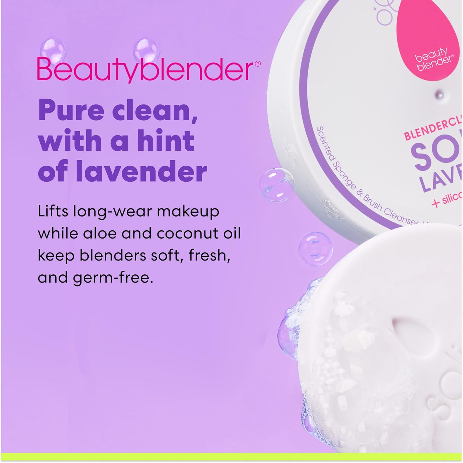 Beautyblender Blendercleanser Tool Scrub Solid Cleanser – Lavender Makeup Sponge & Brush Cleansing Bar – Hand, Sponge, and Brush Cleanser, Removes Makeup & Buildup, Travel-Friendly, 1 oz - Image 2