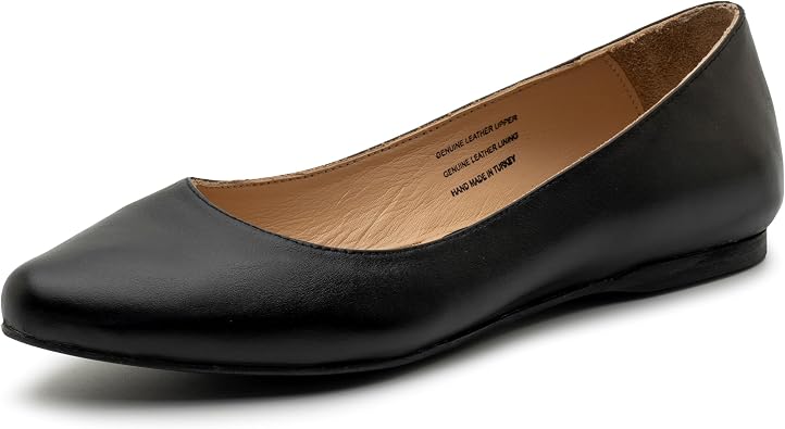 Alpine Swiss Julia Womens Leather Pointed Toe Ballet Flats Comfortable Slip On Shoes Business Casual Dressy Work Flats