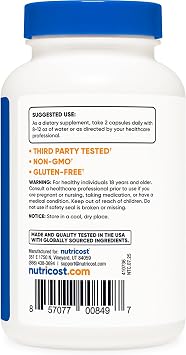 Nutricost L-Citrulline 500mg, 120 Capsules - Gluten Free, Non-GMO, 1000mg Per Serving (60 Serv)