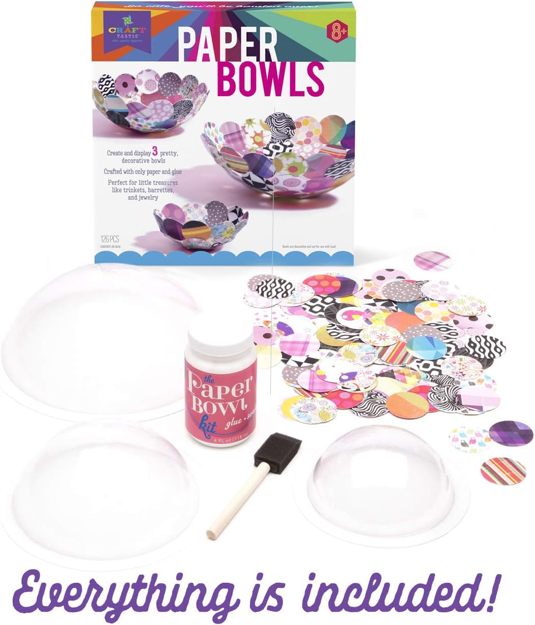 Craft-tastic – Paper Bowl Kit – Craft Kit Makes 3 Different-Sized Decorative Bowls : Toys & Games