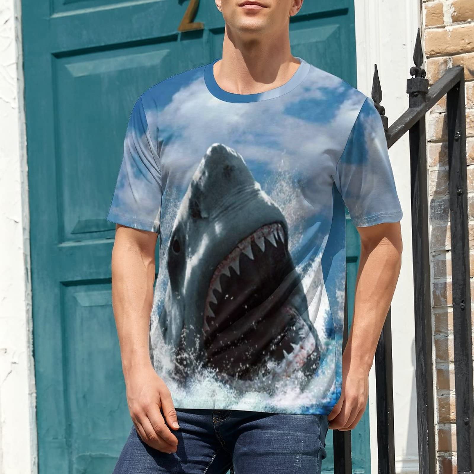 Amazon.co.jp: サメが攻撃するとき Tシャツ 半袖 メンズ 3Dフル 