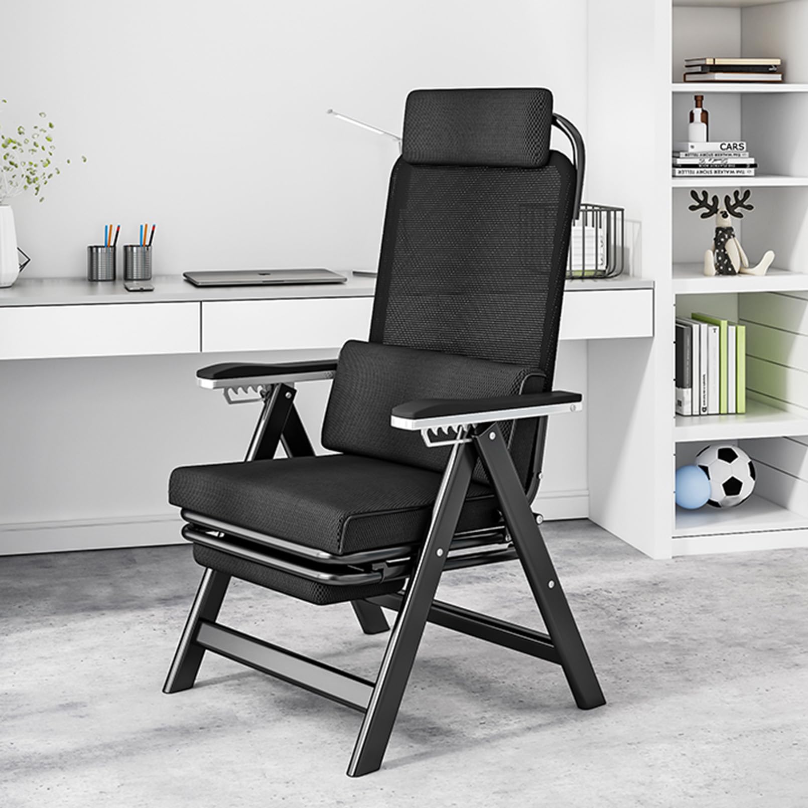 Sedia da salotto con cuscino rimovibile e reclinabile, per esterni e interni, comoda e regolabile