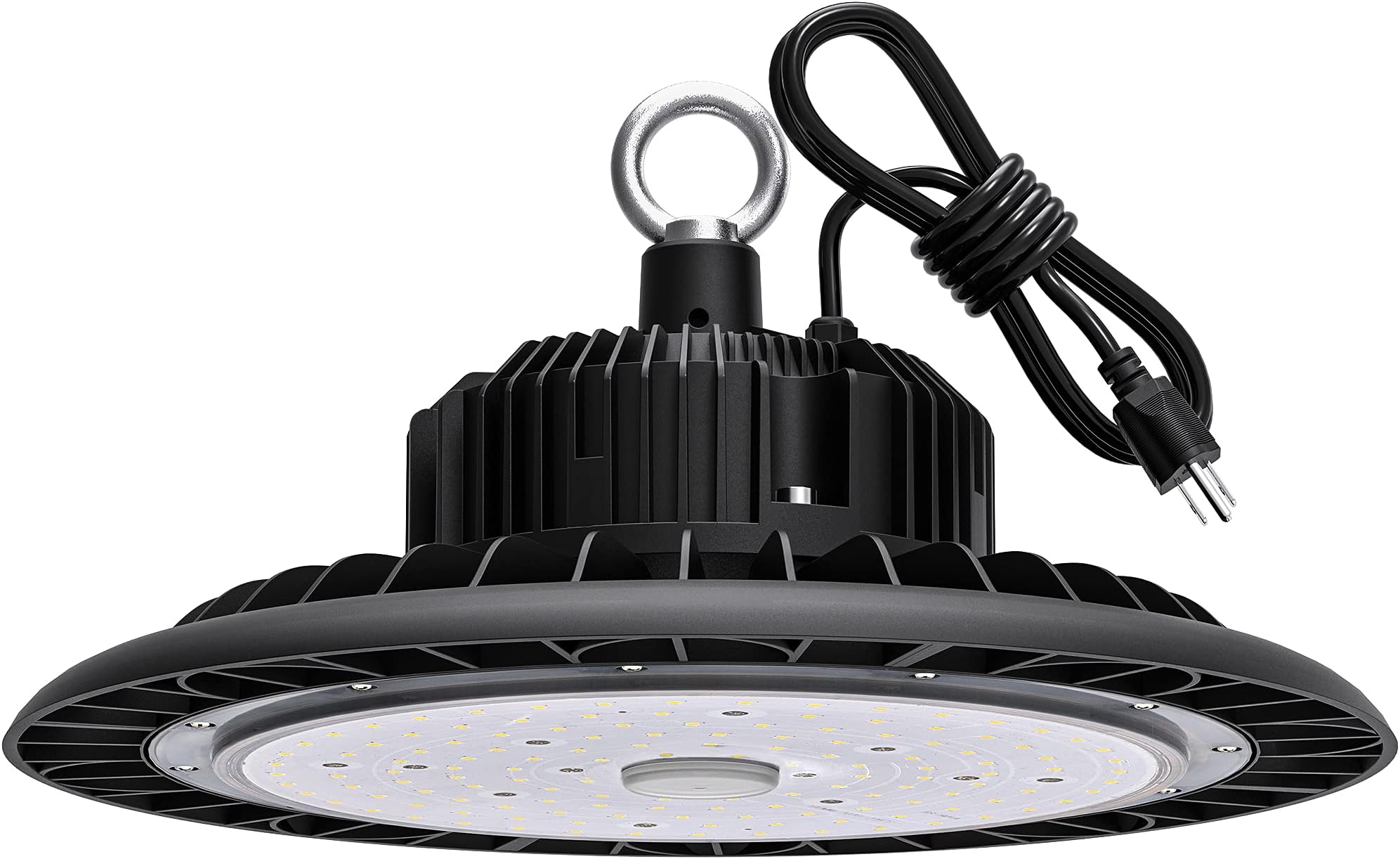 UFO LED High Bay Light 100W 14000 LM with US Plug 5ft Cable, 5000K Daylight, IP65 Waterproof, Non-Dim, Commercial Warehouse Workshop Factory Barn Garage Lowbay Area Lighting Fixture