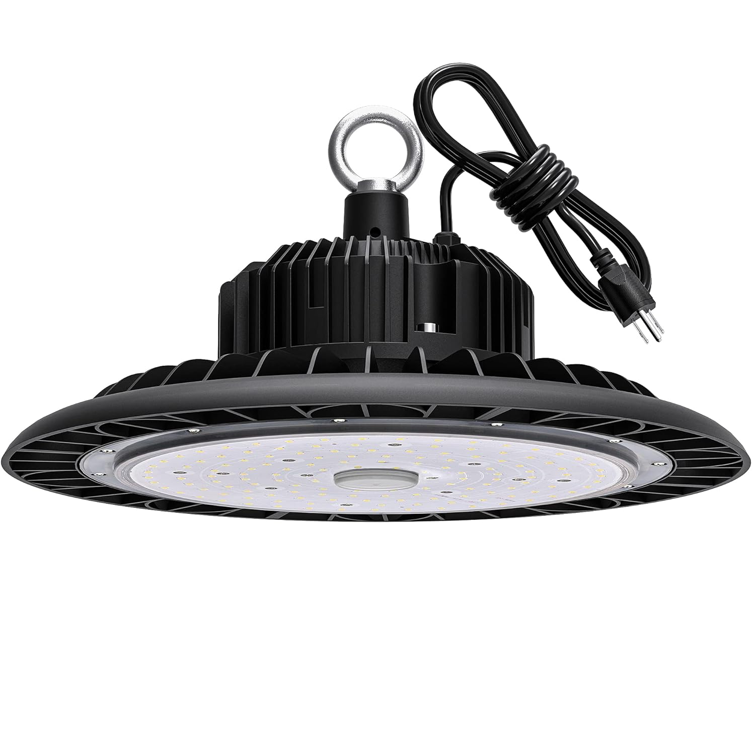 LED High Bay Light 150W 21000 LM with US Plug 5ft Cable 5000K Daylight IP65 Waterproof Non-Dim UFO