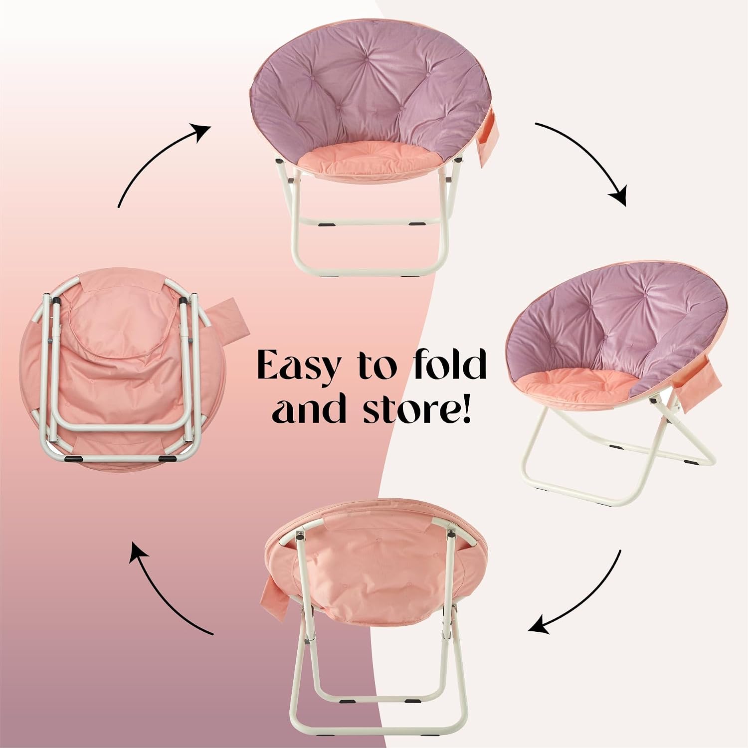Urban Lifestyle Colorblock Micromink Saucer™ Chair with White Legs, Purple/Pink