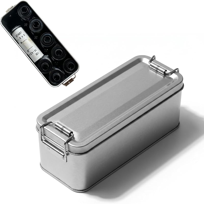 Estuche de película para rollos de película 135/120, estuche de almacenamiento de película de metal portátil para películas de 35 mm y 120, caja organizadora de películas duradera con divisor, para 8 rollos de 120 películas / 10 rollos de películas de 35 mm