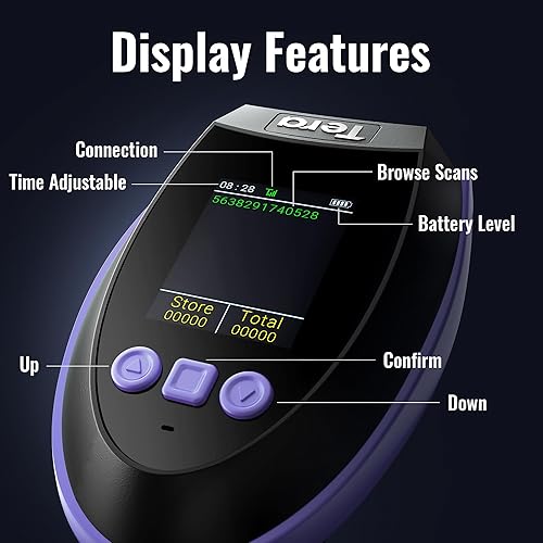 Miniatura 2 de Tera Escáner de Código de Barras Inalámbrico con Pantalla Versión Pro 1D 2D QR con Teclado de Configuración, Cuna de Carga, Funciona con Bluetooth