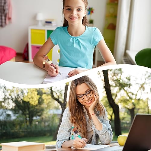 Miniatura 6 de Colarr 12 bolígrafos con cuentas y barras de llavero con cuentas de colores, kit surtido de bricolaje para bolígrafos, llavero colgante para