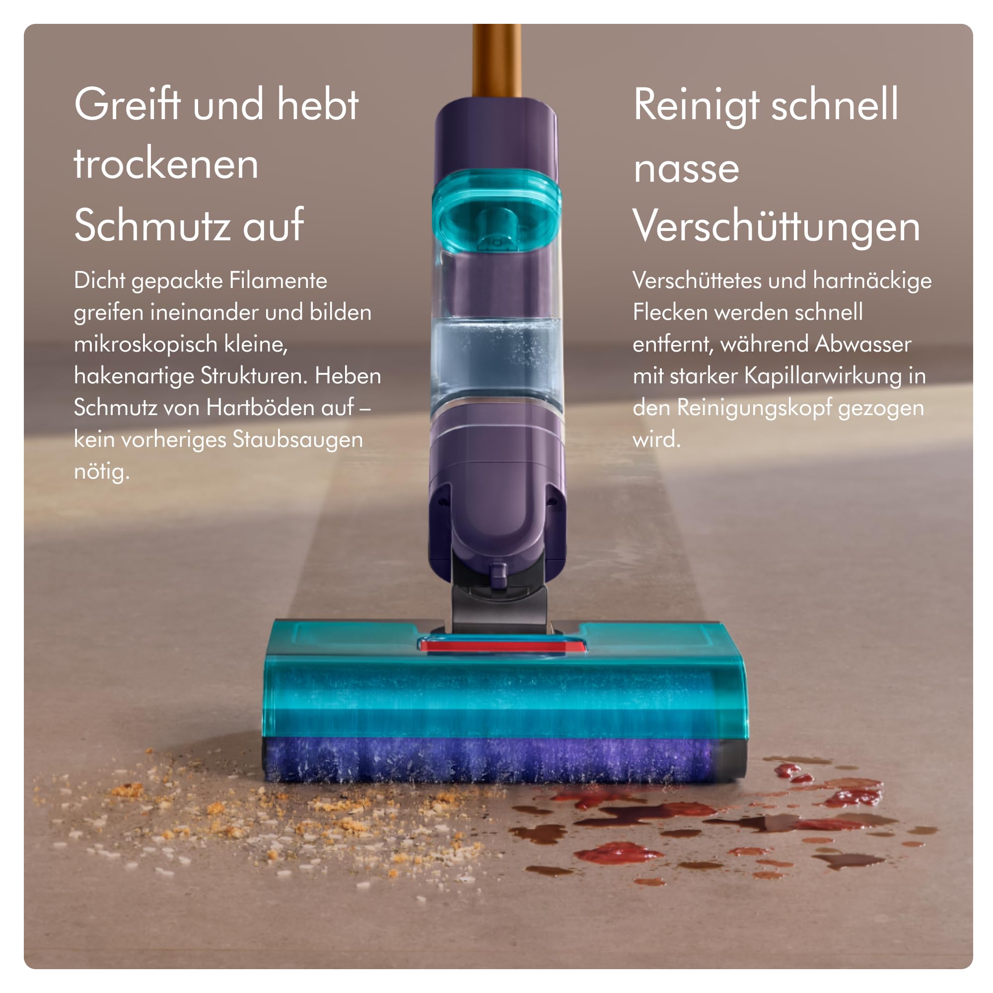 Dyson Clean+Wash Hygiene Nass‑ & Trockenreiniger 2‑in‑1 Hartbodenreiniger, entfernt nasse & trockene Verschmutzungen, Haarentwirrungstechnologie, selbstreinigende Walze ohne Filter