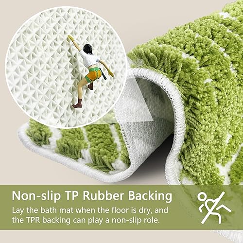 Miniatura 6 de Alfombras de baño de hojas verdes hierba, antideslizantes, lavables a máquina, decoración de baño, absorbentes de agua, para fregadero, bañera y