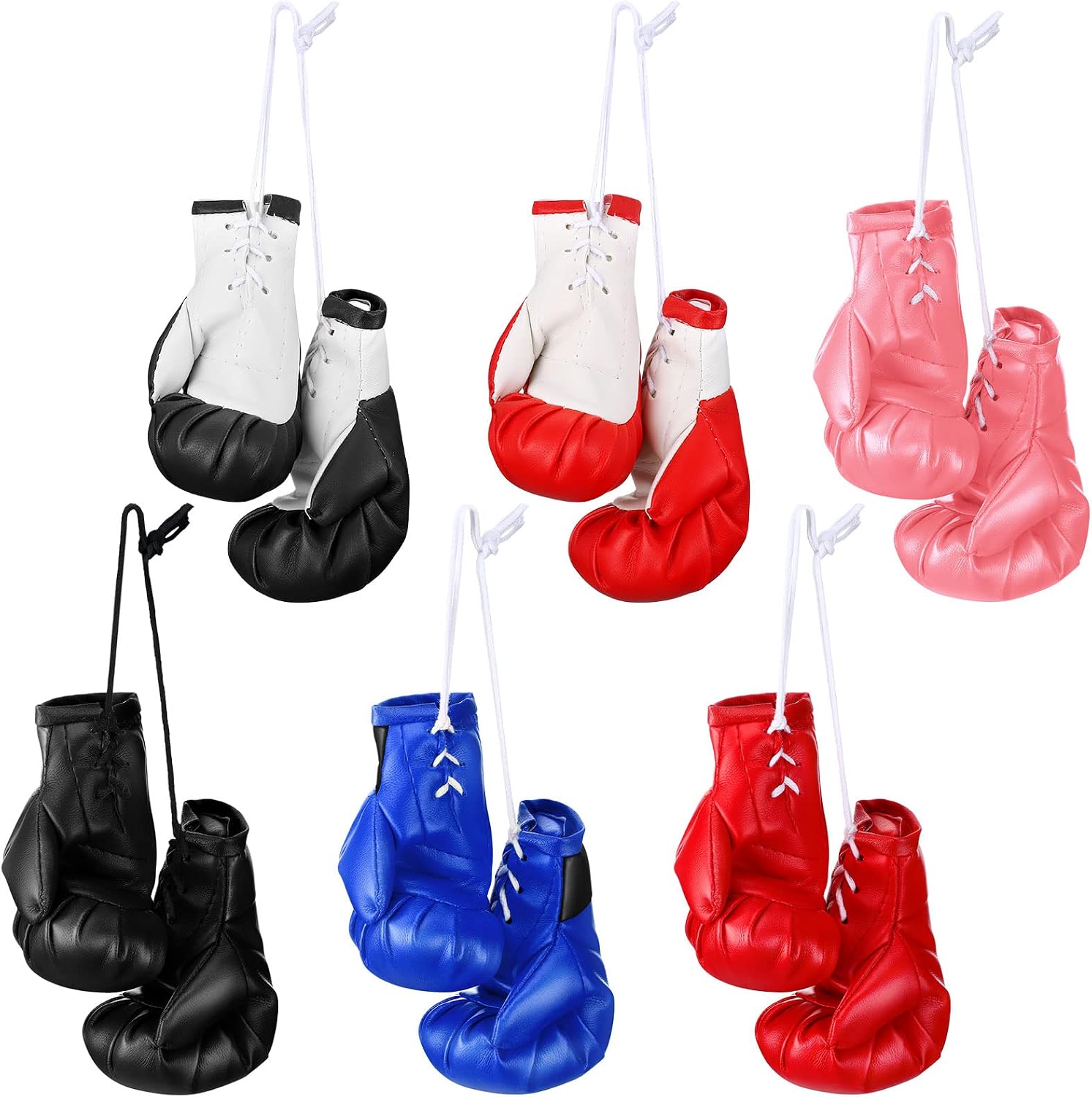 Maitys 12 Pcs Mini Boxing Gloves for Car Mirror Hanging Punching Gloves Boxing for Hanging Bag Accessories Gifts for Christmas Party Ornament Decoration