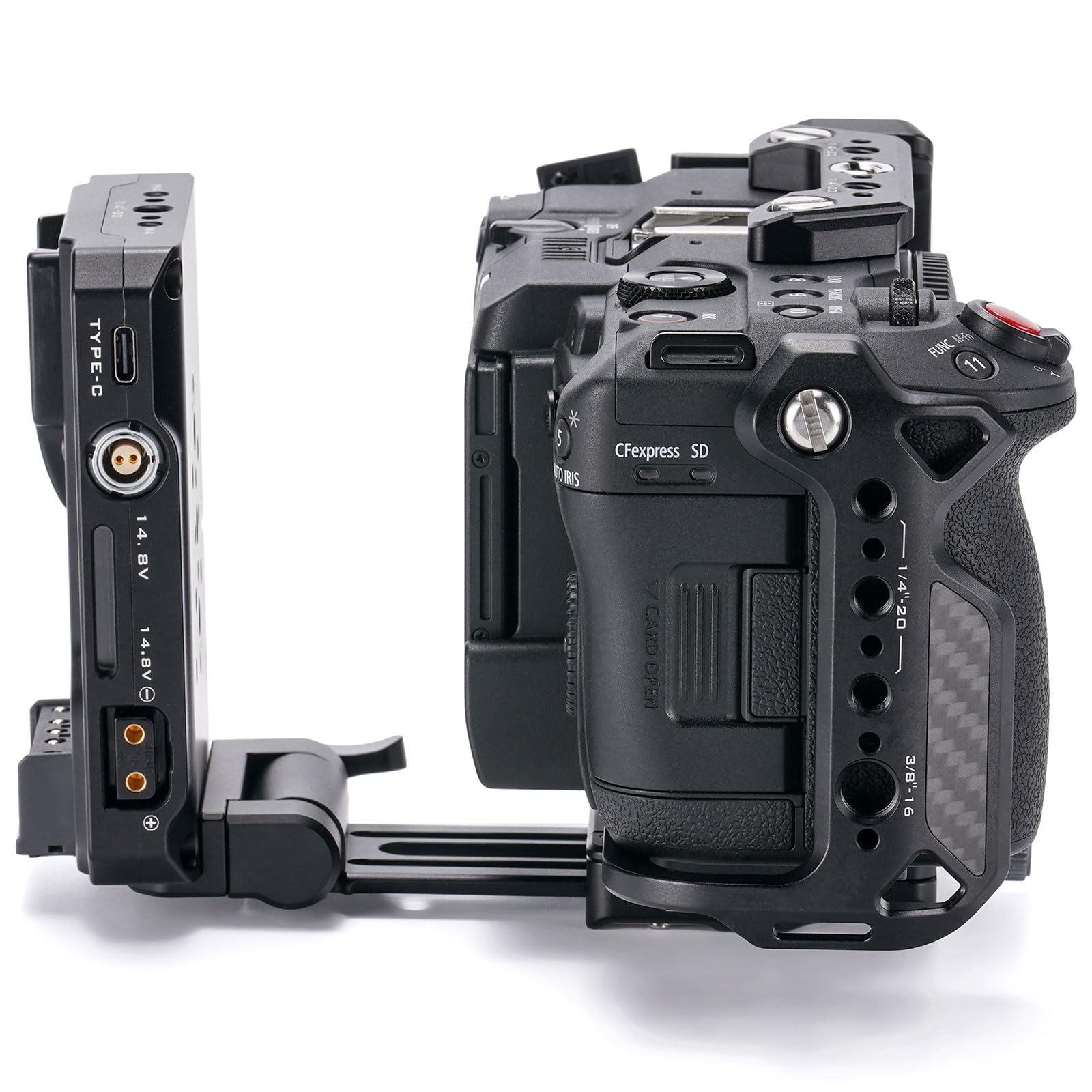 Tilta C50 Cage, Kamerakäfig-Power-Kit Kompatibel mit C50 mit ARCA-Empfänger, V-Mount-Batterieplatte – Schwarz TA-T93-C-B