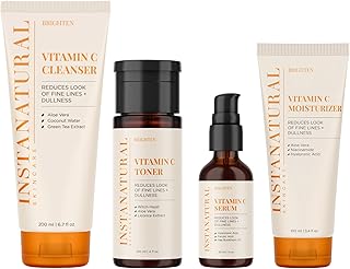 InstaNatural Vitamin C Four Step Skin Care Kit, Brightens, Hydrates, Prevents Signs of Aging, Face Wash, Toner, Serum and ...