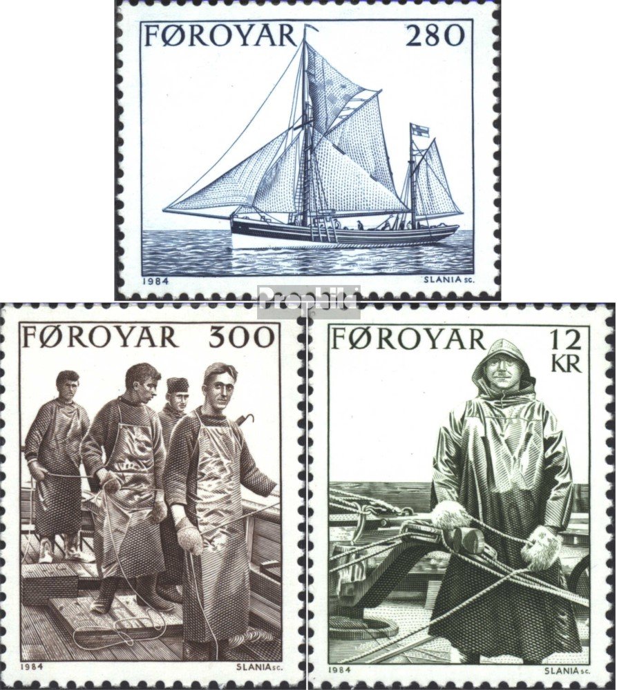 Briefmarken-Set Dänemark-Färöer 1984 „Fischfang“ – 3 Postfrische Marken, Komplett (Nr. 103-105), MNH