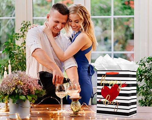 Miniatura 2 de FaCraft Bolsas de regalo de San Valentín con asas de 13 pulgadas, bolsa de regalo grande para el día de San Valentín para novio, niños, bolsa de