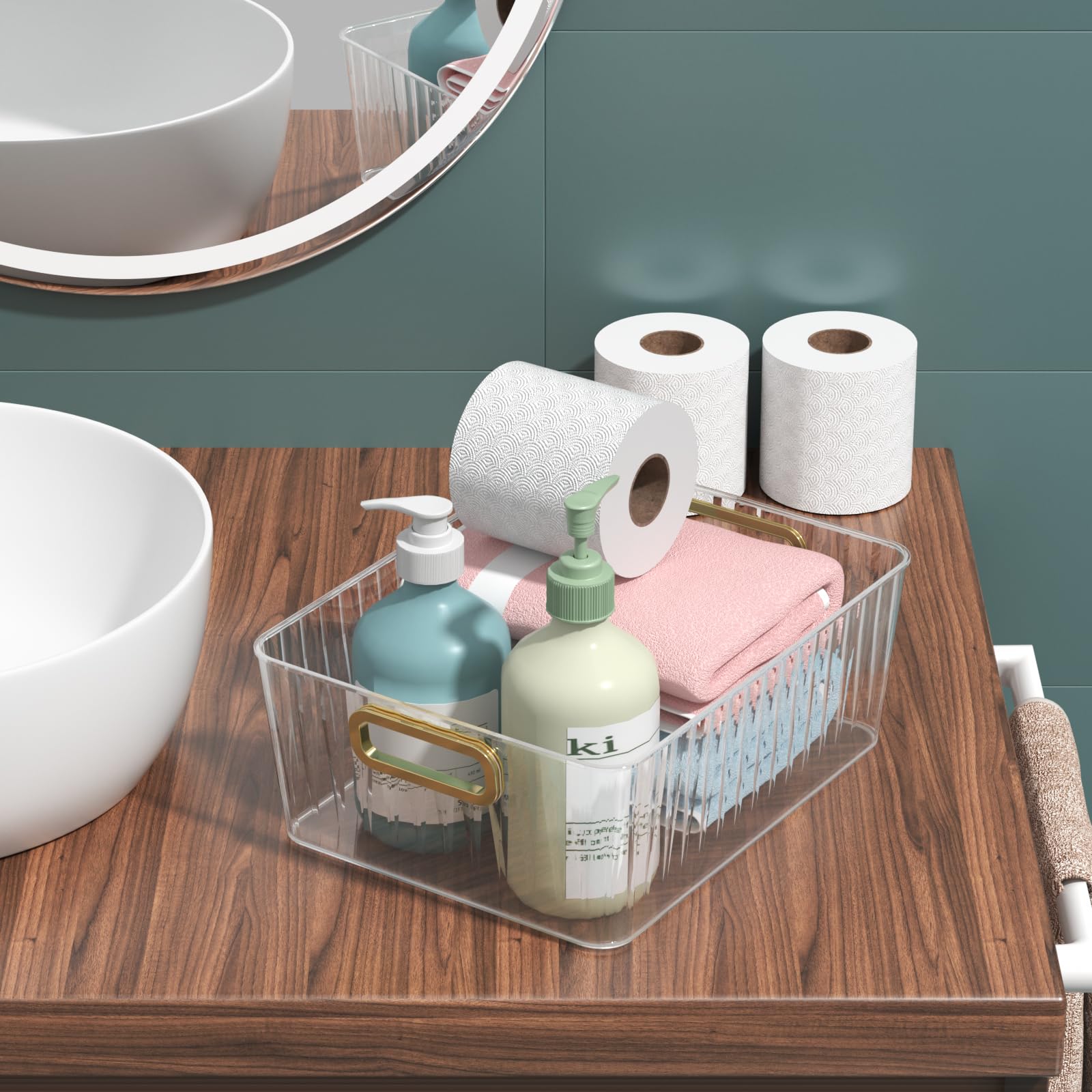Organizador de despensa transparente, organizador de plástico para nevera con asas, juego de 4
