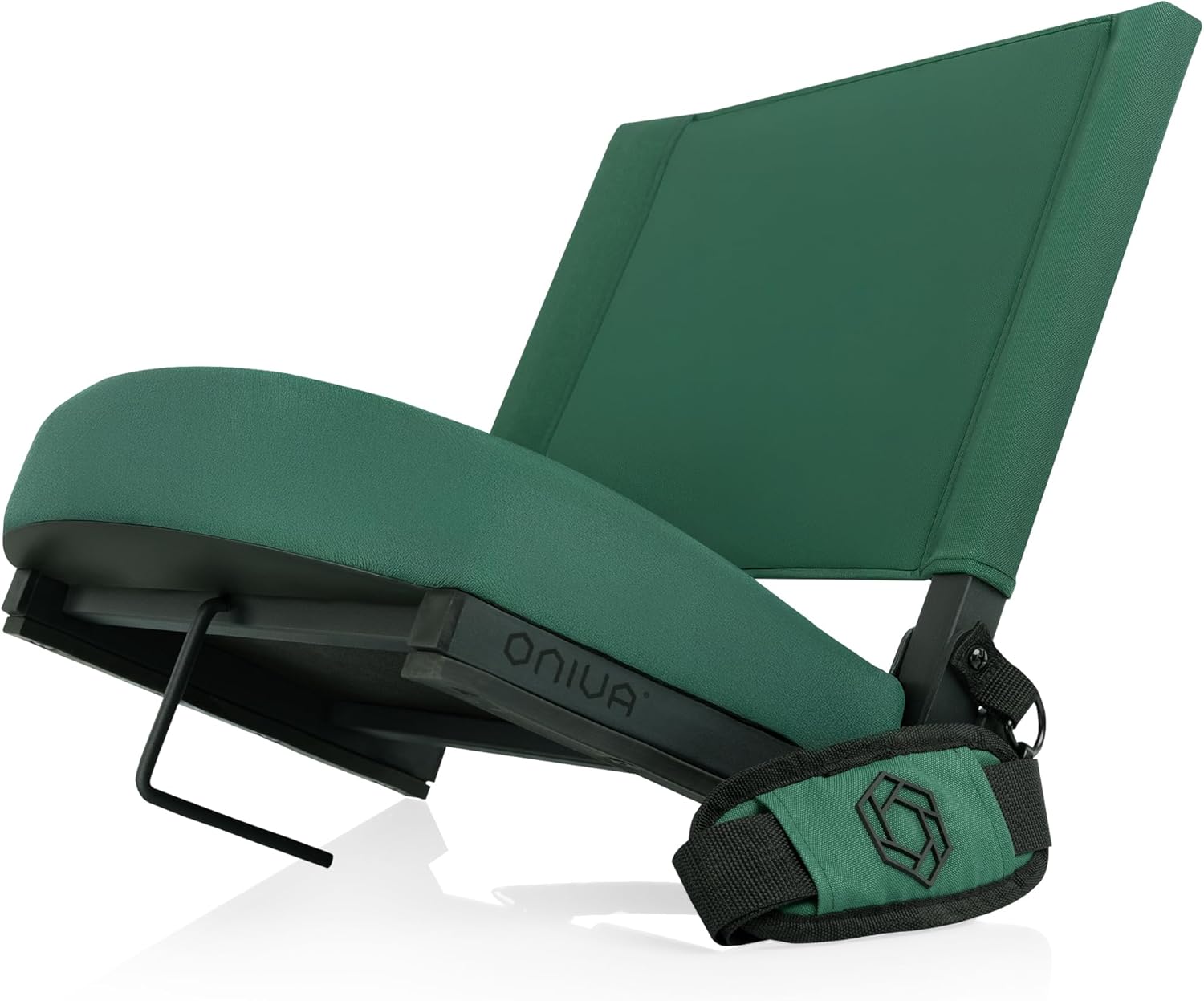 Picnic TIME Gridiron Stadium Seat with Back Support, Folding Bleacher Chairs with Back and Cushion, Thick Padded Stadium Seat and Armrest with Carry Straps, and Bleacher Hook Feature, (Green)