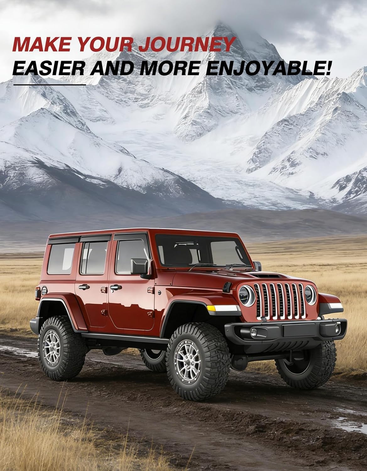 6pcs Outside-Mount Window Rain Guards Fit for 2018-2026 Jeep Wrangler JL/2020-2026 Jeep Gladiator, Extra Durable Window Visors Wind Deflector Dark Smoke Vent Shades Car Tape-on with Thicker