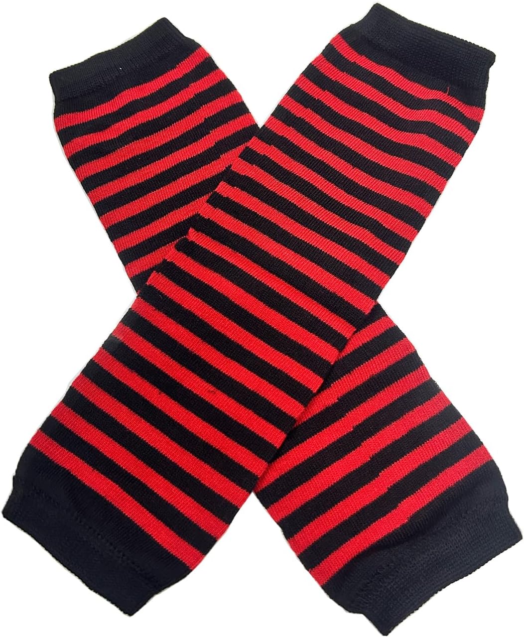 DRHOM 1 Pair Striped Knitted Long Arm Warmer Fashion Fingerless Fashion Punk Rock Elbow Thumbhole Gloves Mittens