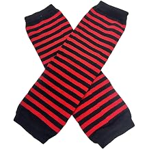 DRHOM 1 Pair Striped Knitted Long Arm Warmer Fashion Fingerless Fashion Punk Rock Elbow Thumbhole Gloves Mittens