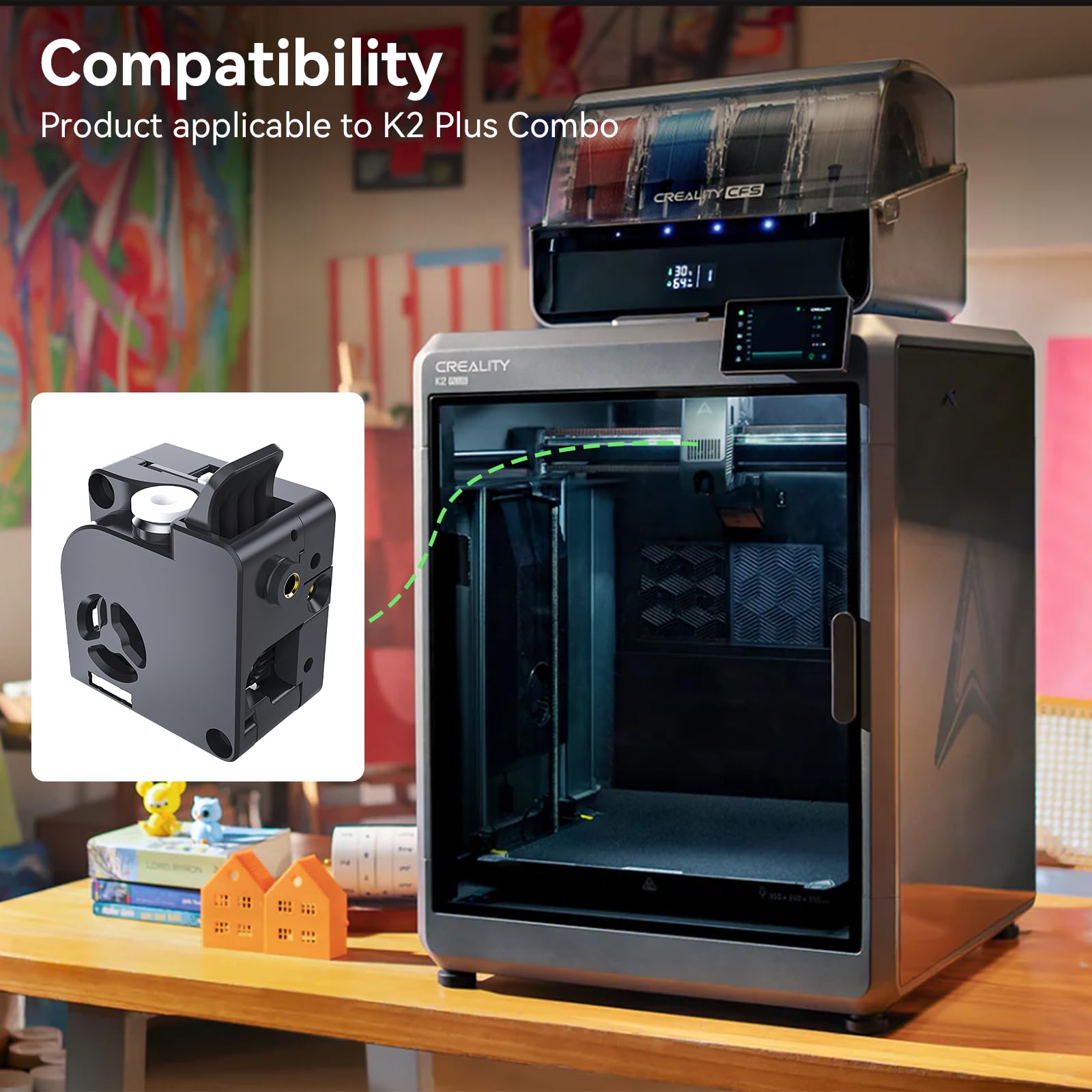 Kit Extrusor Creality K2 Plus con High-Hardness Dual Gears Drive, Built-in Filamento Break Sensor, Fuerza de hasta 80N, Alto Par de Extrusión Comaptible with Creality K2 Plus Combo Impresora 3D
