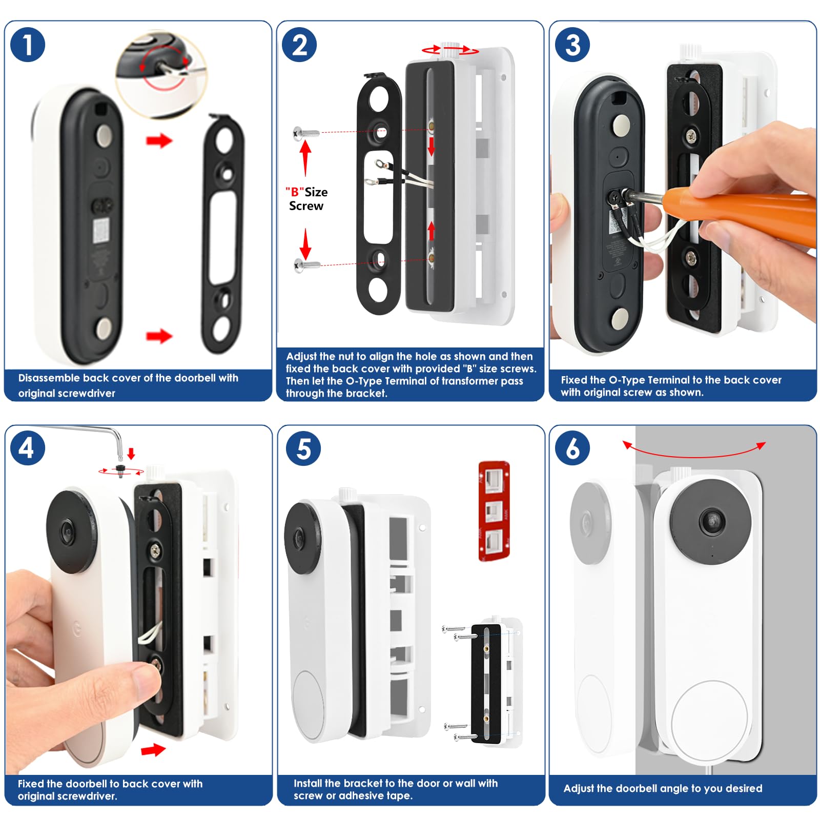 Amazon.com: No Drill Doorbell Mount for Google Nest Doorbell Wired