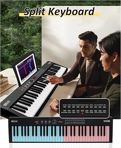 Miniatura 5 de Teclado de piano de 61 teclas, piano Finger Dance Keyboard, piano digital electrónico con altavoces duales integrados, pantalla LED, teclado