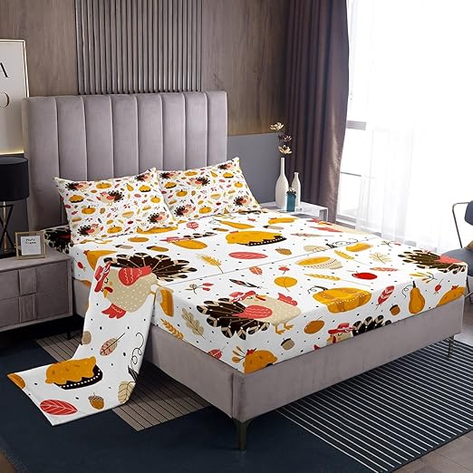 Thanksgiving Decorations Bed Sheets Turkey Sheets for Kids