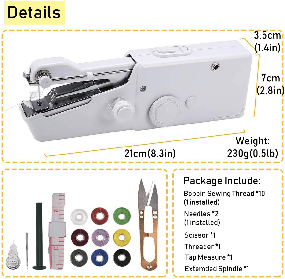 Handheld Sewing Machine, Arespark Mini Sewing Machine, Portable Sewing Machine with Sewing Needle for Beginners, Convenience Machine for Travel &Household