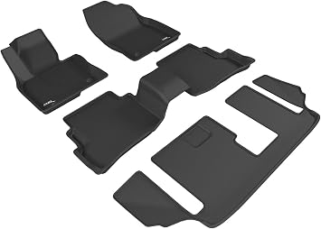 3D MAXpider Custom Fit KAGU Floor Mat BLACK Compatible with MAZDA CX-9 7-SEATS 2016-2023 - Full Set
