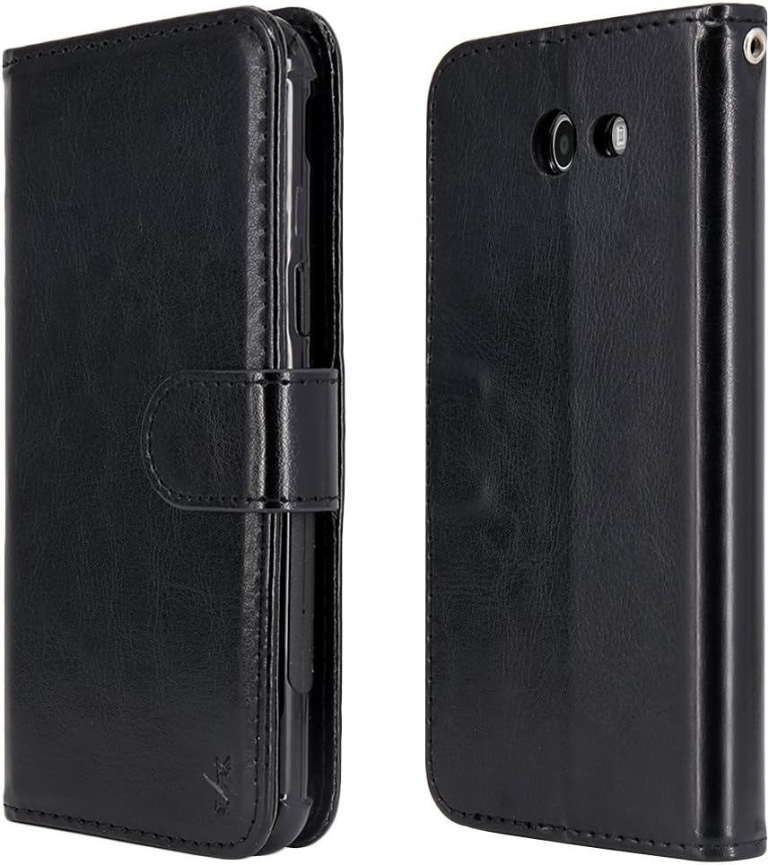 Galaxy J7 V Case, Galaxy J7 Perx Case, Galaxy J7 Sky Pro Case, LK Luxury PU Leather Wallet Flip Protective Case Cover with Card Slots and Stand for Samsung Galaxy J7 2017 (Black)
