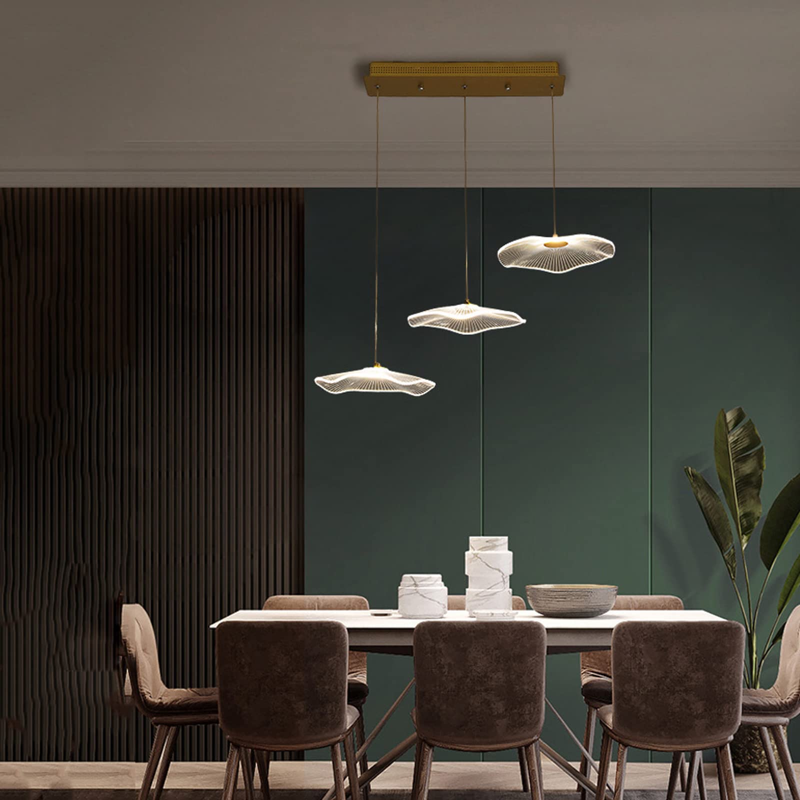RRJJ Nordic Led Villa Stair Chandelier Lotus Leaf Acrylic Restaurant Creative Living Room Bedroom Hotel Lobby Villa Stair Chandelier Villa Stair Chandelier Stepless Dimming pendnat Ligh