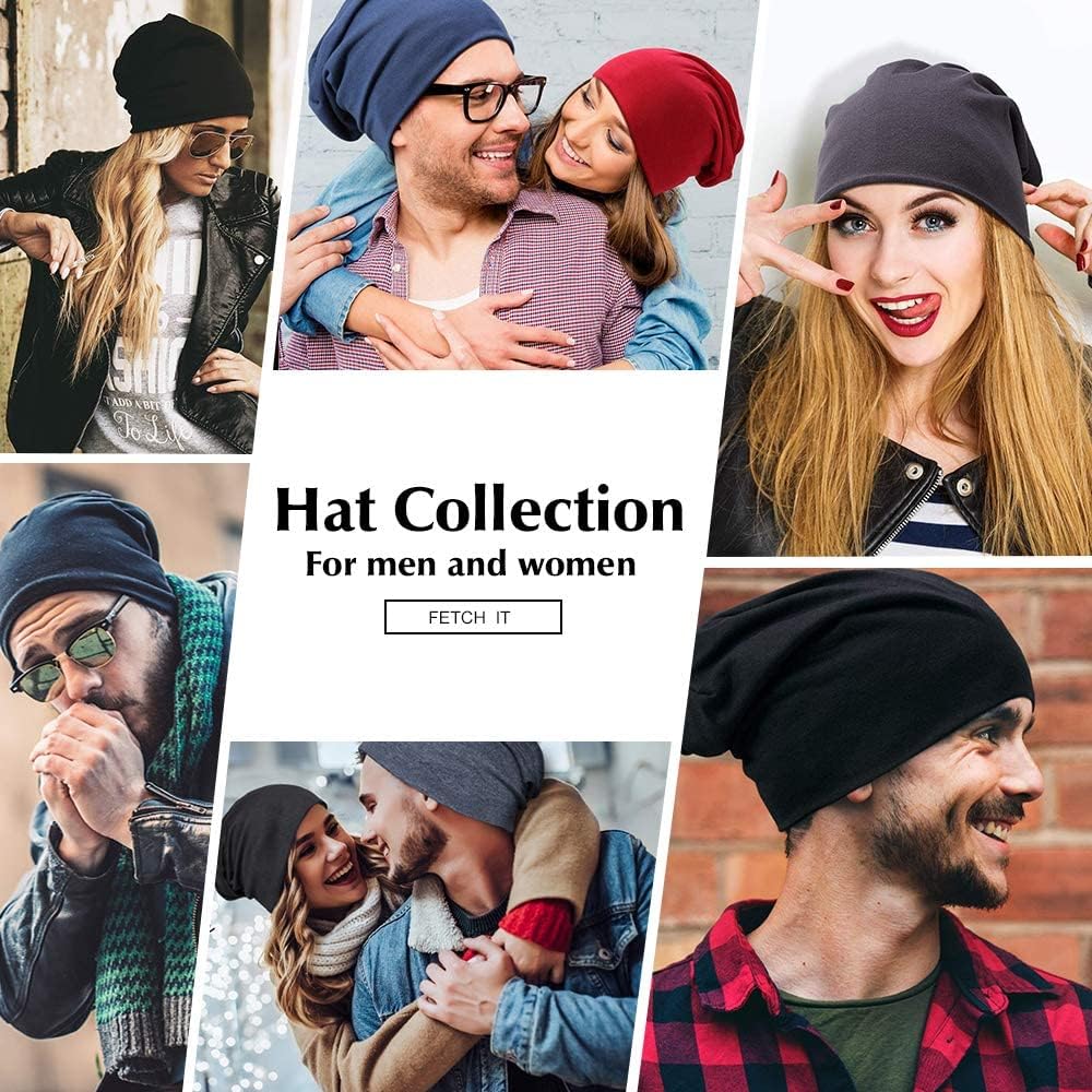 Century Star Unisex Women Thin Solid Baggy Slouchy Oversized Cotton Sleep Beanie Hat Skull Cap