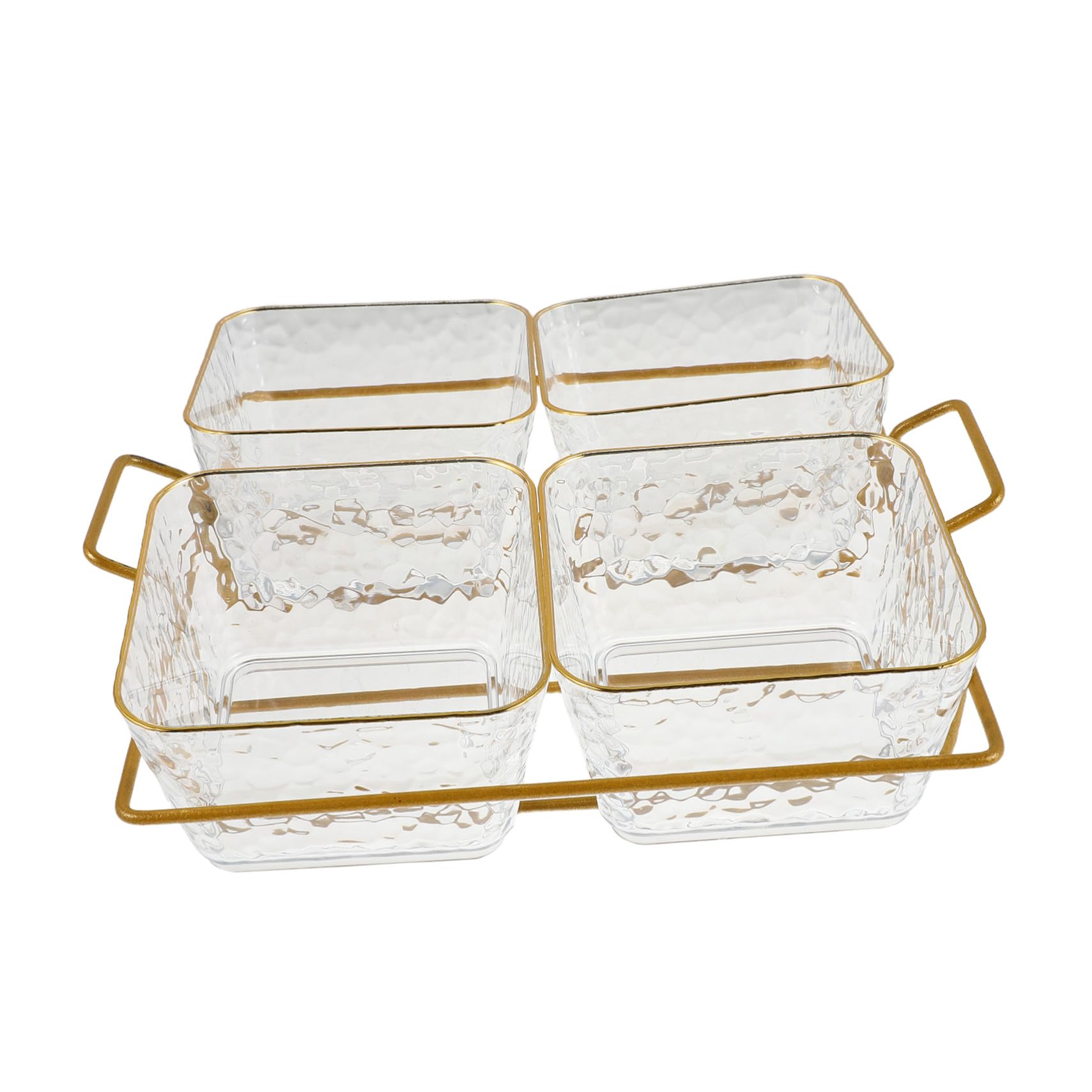 PRETYZOOM 4 Stück Geteiltes Snacktablett aus Transparentem Acryl mit Gold-metallgestell Fächer Professionelles Buffet-organizer-set für Bar Ktv Salon Effiziente Aufbewahrung