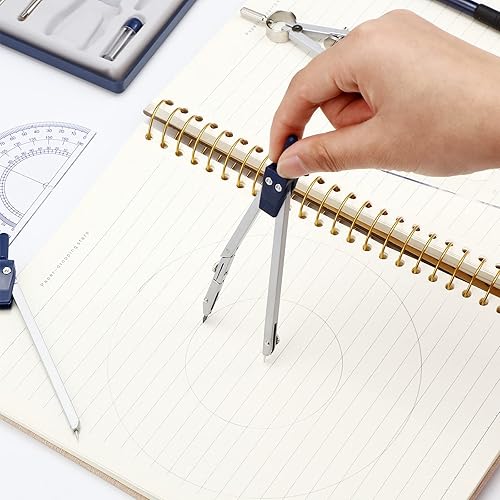 Miniatura 3 de Outus Juego de 13 piezas de geometría para estudiantes, brújula transportadora de matemáticas con reglas, lápiz mecánico, recambios de plomo, caja