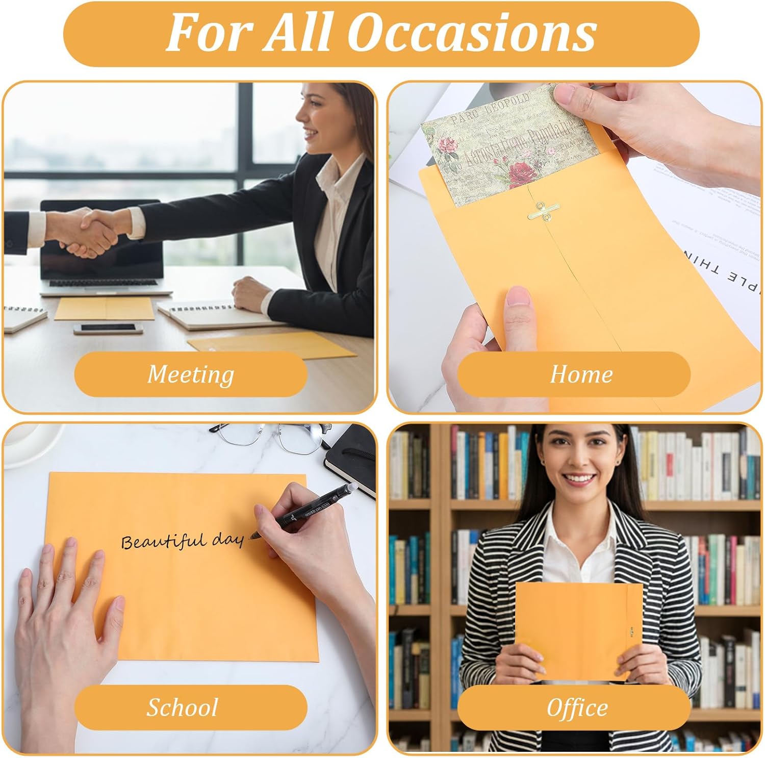 120 Pcs Clasp Envelopes Multi-Size Set with Metal Closure - Large Yellow Envelopes for Document Storage & Secure Mailing, Premium Brown Mailing Envelope Collection (4 Sizes)
