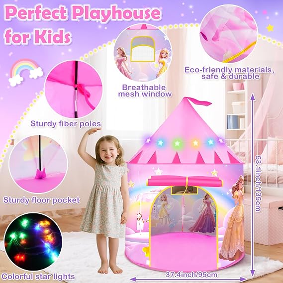 Princess Toys Gifts for 3-7 Year Old Girls Kids Play Tent Birthday Presents