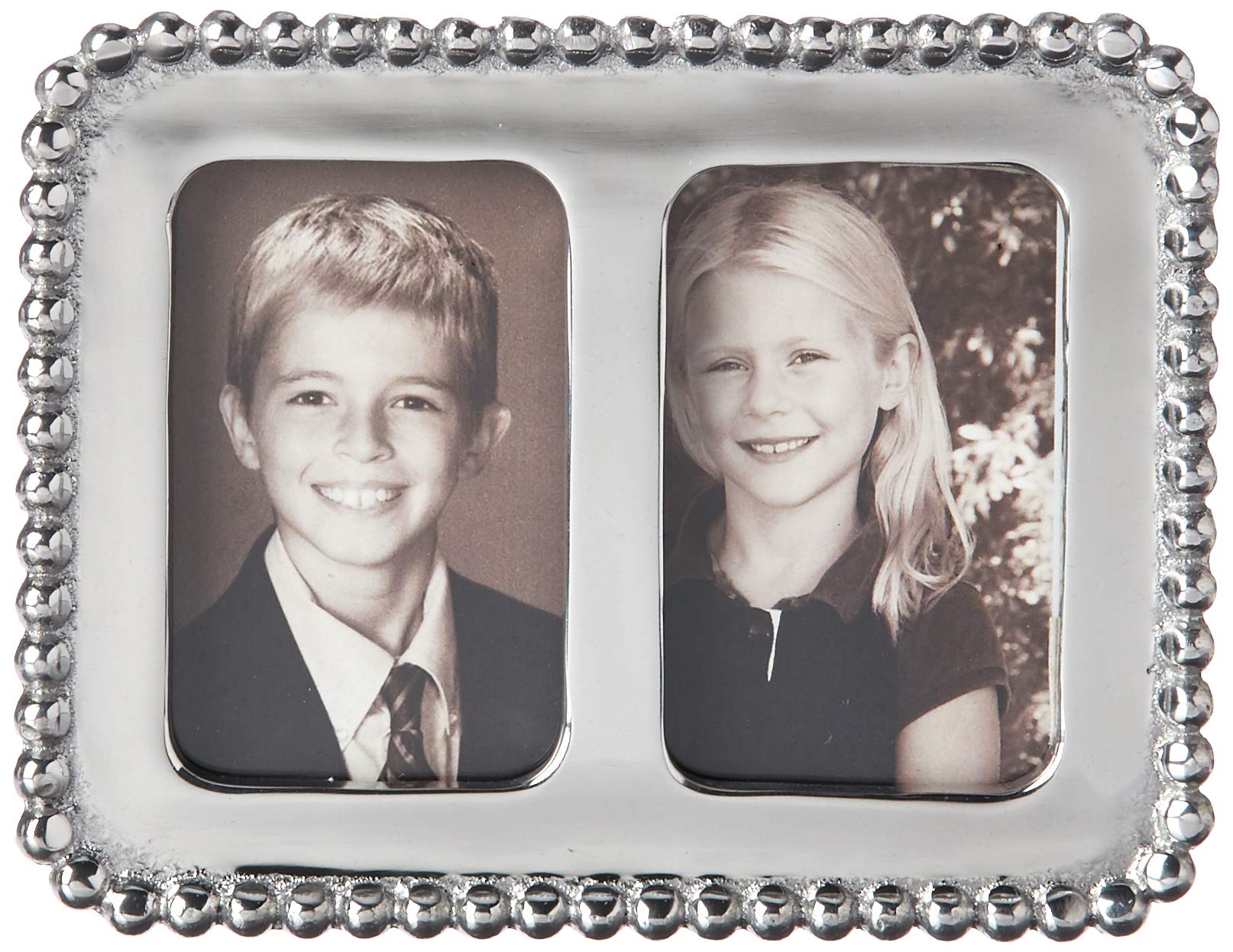 Amazon.com - MARIPOSA Beaded 2X3 Double Frame | Silver