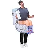 Adults Inflatable Costumes, Sitting on a Toilet Inflatable Costume, Funny Blow Up Costumes for Halloween Costume Cosplay Themed Parties