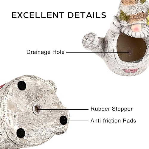 Miniatura 5 de Tfro & Cile Macetero para suculentas para plantas de exterior, macetas únicas de gnomos con drenaje, pequeñas y lindas macetas para jardín y patio,