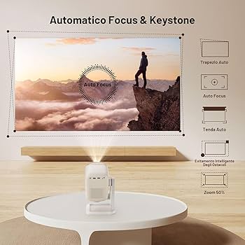 Unicview HY-450 - Proiettore 4K Ultra Short UST con Android 11, 900 ANSI lumen, Auto Keystone, Focus Motorizzato, Keystone 4D, Zoom Digitale, WIFI6, Bluetooth 5.4