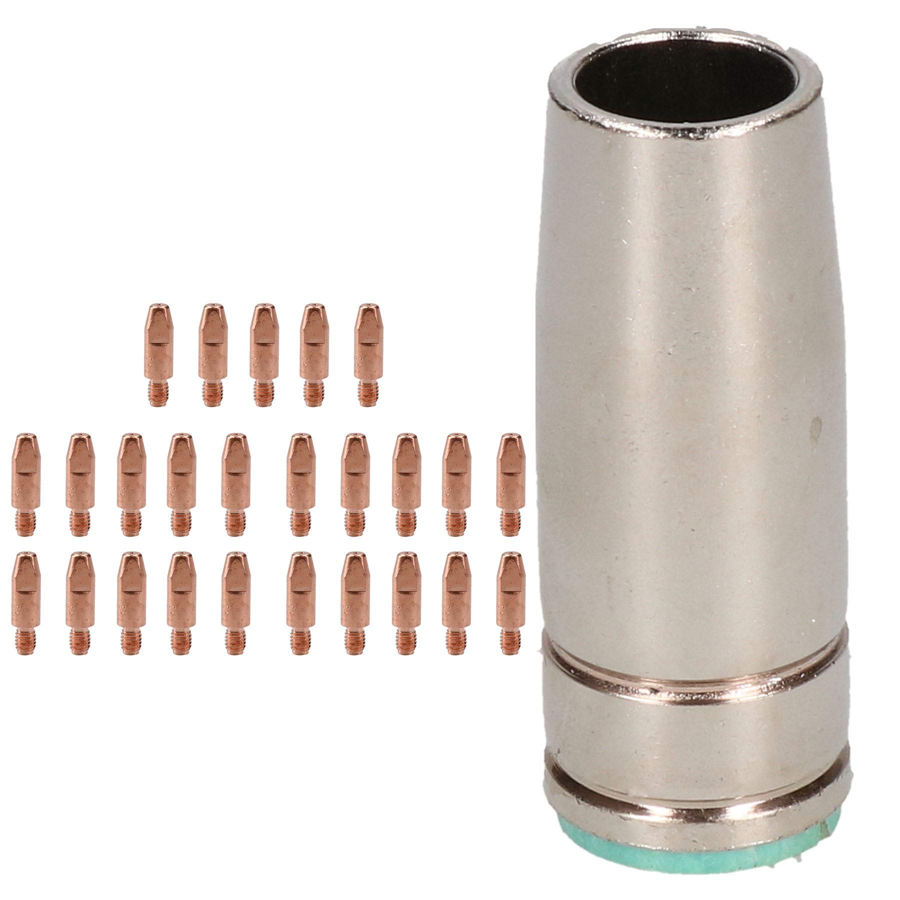 1 shroud & 25 x 0.8mm Contact Tips MIG Welding Binzel Style Euro Torch MB25