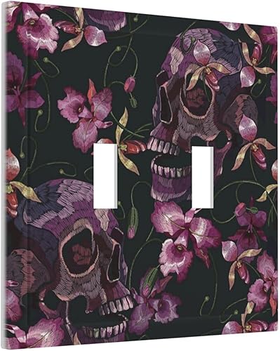 Miniatura 76 de Cubierta de interruptor de luz de palanca doble de 2 cuadras, color rosa, hongos, flores, placa de pared, placa frontal eléctrica, retro, años 70,