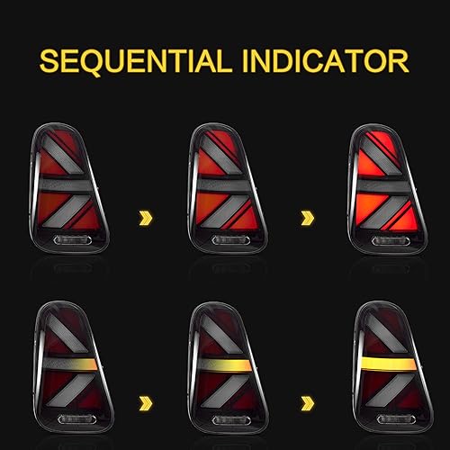 Miniatura 4 de VLAND Conjunto de luces traseras para BMW Mini R50 R52 R53 2001-2006 lámpara trasera Union Jack con DRL dinámico luz trasera con señal de giro