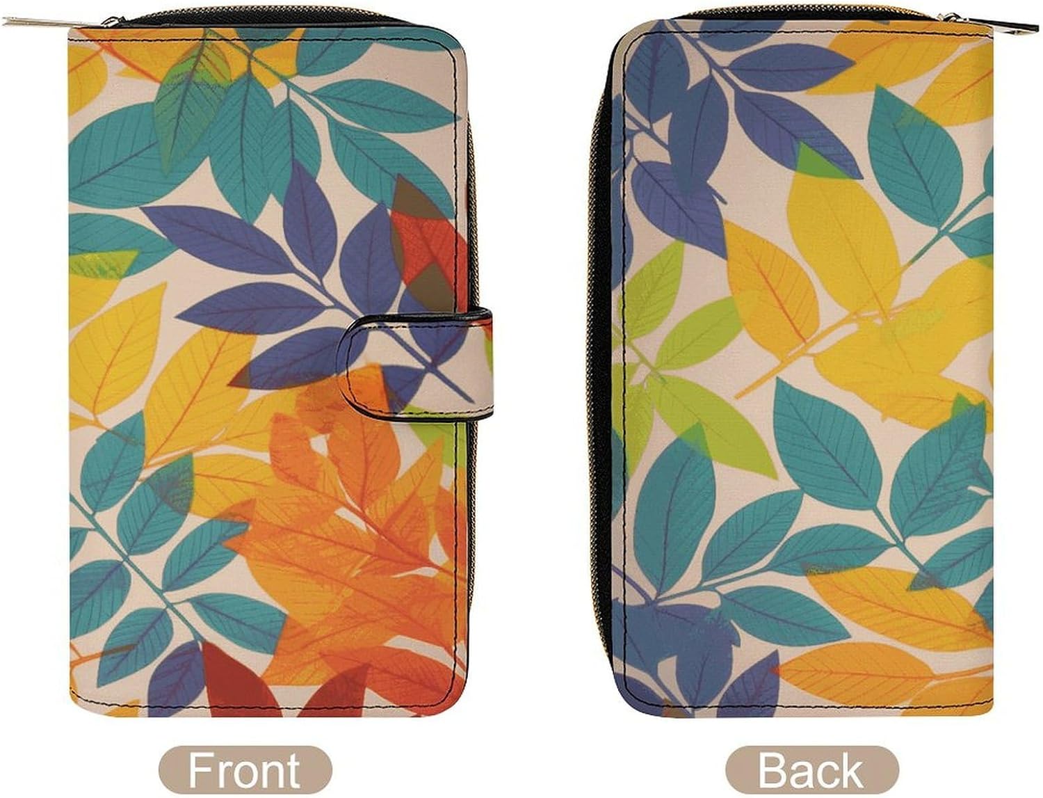 Multicolor Leaves Travel Wallet for Men & Women RFID Blocking Card Organizer Credit Card Holder Large Capacity