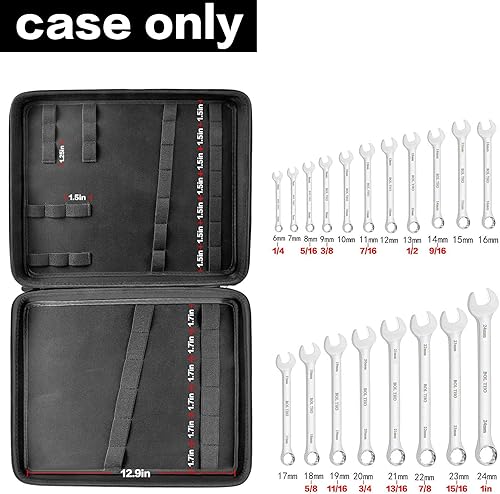 Miniatura 2 de Estuche organizador de llaves para juego de llaves métricas y SAE 19 juegos de llaves de trinquete combinadas bolsa de almacenamiento de