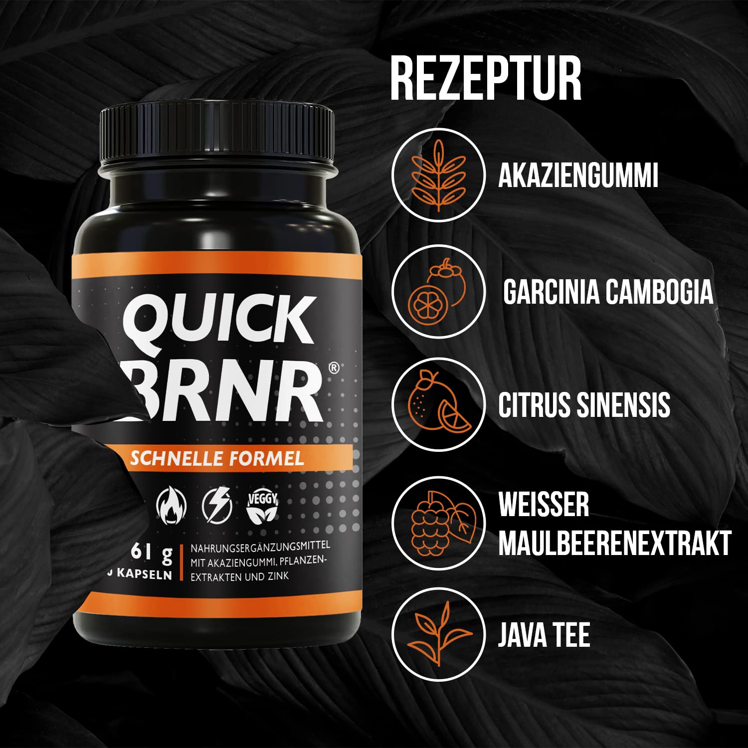 BRNR QUICK BRNR Schnelle Formel 6in1 mit Garcinia Cambogia, Stoffwechsel-Rezeptur mit Zink, 120 Kapseln